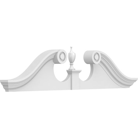 Ekena Millwork Rams Head Architectural Grade PVC Pediment (Urn Ships Unattached in Box), 44"W x 11"H x 2-3/4"P PEDPS044X110RHP00
